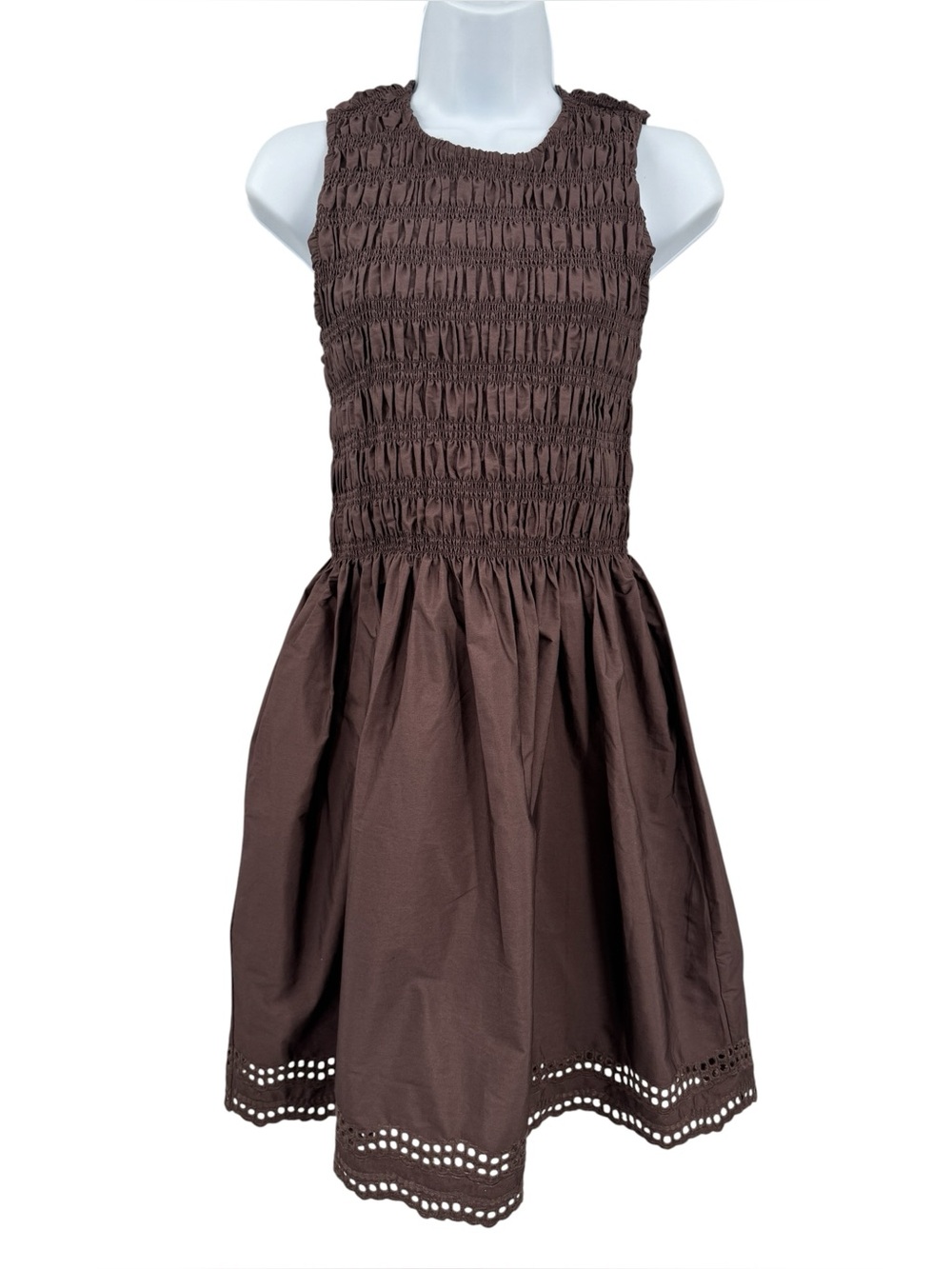 Madewell The Embroidered Melody Smocked Cotton Poplin Mini Dress Size M